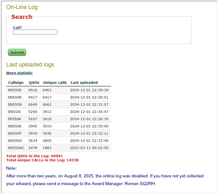550mk On-Line Log Disabled
